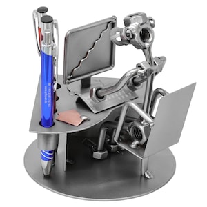 Nuts and bolts sculpture Computer freak  - Handmade metal ornament figurine collectible