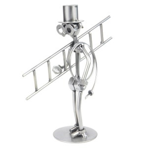 Nuts and bolts sculpture Chimney Sweep - Handmade metal ornament figurine collectible