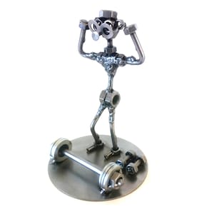 Nuts and bolts sculpture Muscle Man Strong Man Bodybuilding - Handmade metal ornament figurine collectible