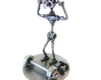 Nuts and bolts sculpture Muscle Man Strong Man Bodybuilding - Handmade metal ornament figurine collectible