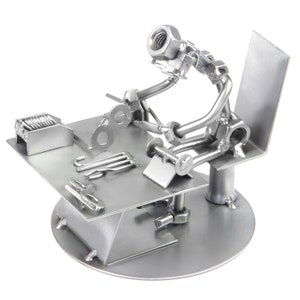 Nuts and bolts sculpture Optician - Handmade metal ornament figurine collectible