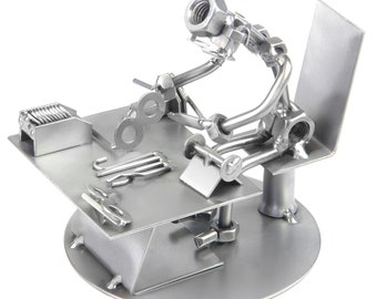 Nuts and bolts sculpture Optician - Handmade metal ornament figurine collectible