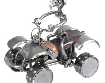 Nuts and bolts sculpture Quad Motorbike - Handmade metal ornament figurine collectible