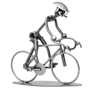 Nuts and bolts sculpture Racing Bike - Handmade metal ornament figurine collectible