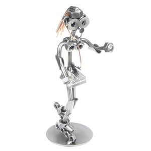 Nuts and bolts sculpture Inlineskater Rollerblade - Handmade metal ornament figurine collectible