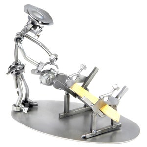 Nuts and bolts sculpture Carpenter Lumberjack  - Handmade metal ornament figurine collectible