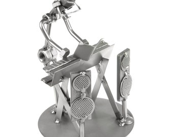 Nuts and bolts sculpture Keyboard Player - Handmade metal ornament figurine collectible