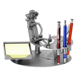 Schraubenmuttern Skulptur Schreibtisch Stifthalter - Handgemachte Metall Ornament Figur Sammlerstück