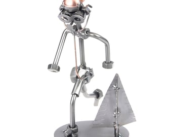 Nuts and bolts sculpture Jogger - Handmade metal ornament figurine collectible