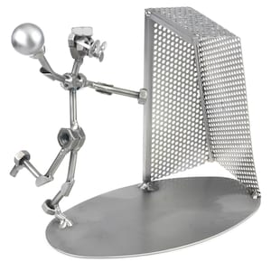 Nuts and bolts sculpture Handball Player - Handmade metal ornament figurine collectible