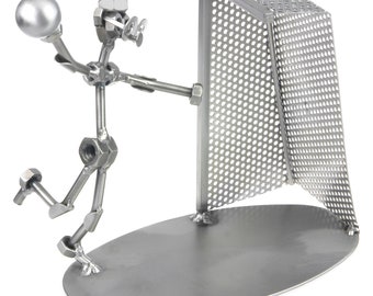 Nuts and bolts sculpture Handball Player - Handmade metal ornament figurine collectible
