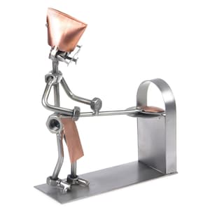 Nuts and bolts sculpture Baker - Handmade metal ornament figurine collectible