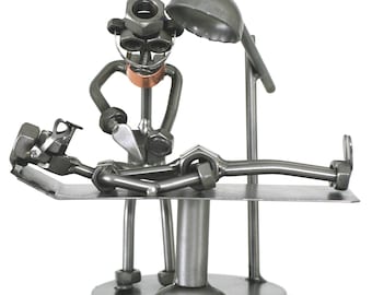 Nuts and bolts sculpture Surgeon - Handmade metal ornament figurine collectible