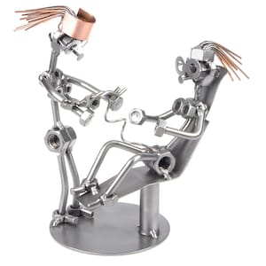 Nuts and bolts sculpture Baby Doctor Lady - Handmade metal ornament figurine collectible