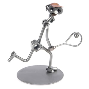 Nuts and bolts sculpture Tennis player - Handmade metal ornament figurine collectible