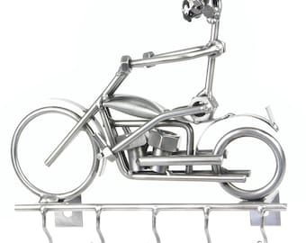 Nuts and bolts sculpture Motorbike Keyholder - Handmade metal ornament figurine collectible