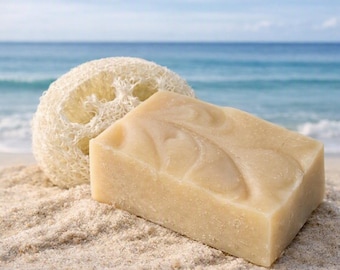 Ocean Sandalwood Goat Milk Soap – Natural Handmade Bar, Beach Relaxation Gift, Florida Coastal Scent