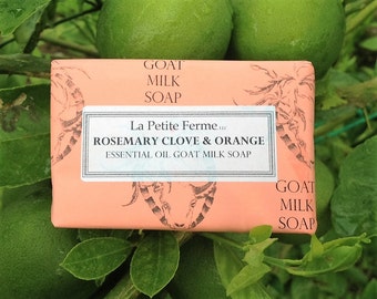 Rosemary Clove Orange Essential Oil Goat Milk Soap, gift for her, gift for him, gift under 10, wedding favor, face wash, farmhouse