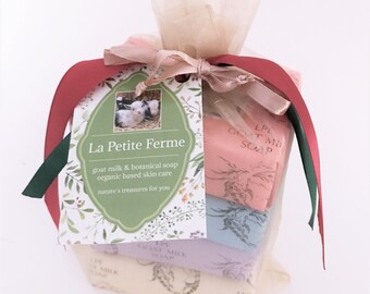 Handmade goat milk soap gift set 4 soaps gift wrapped, essential oil soap, scented soap