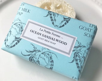 Ocean & Sandalwood  goat milk soap, gift for him, gift for her, gift for dad, gift for coworker,  gift under 10, Florida, relaxation, beach