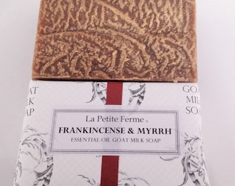 Frankincense & Myrrh goat milk soap, gift for her, wedding favor, wedding shower, Gift under 10, Birthday, christening, baby shower