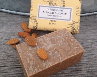 Almond & Florida Honey Goat Milk Soap bar, handmade soap, farm fresh soap, rich lather, natural skin care for sensitive skin