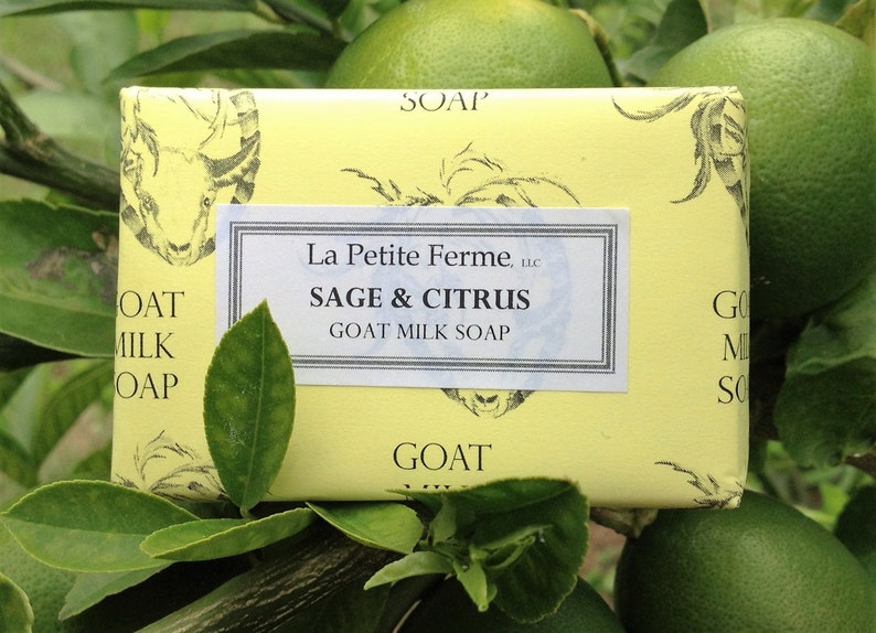 Sage and Citrus goat milk soap, refreshing, wedding favor, gift for her, gift for him, gift under 10, wedding shower, farmhouse gift, image 1