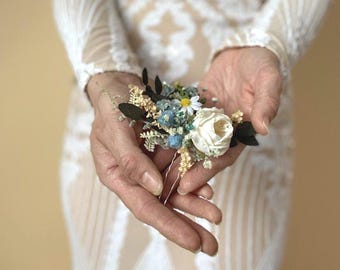 Hairpins for the wedding with roses, bridal jewelry, romantic flower decorations, dried flower decorations, boho wedding accessories, bridal accessories