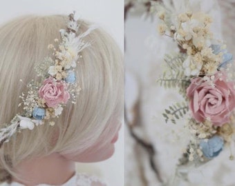 Wedding Hair Wreath- Elegant Headpiece for Brides and Bridesmaids Side-Adorned Wedding Wreath Romantic Bridal Headpiece in Soft Colors