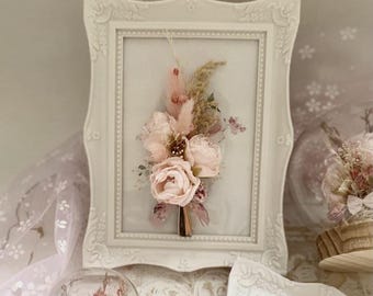 Pink Rose Arrangement Dried Flowers Wall Display Bedroom Decor Nursery Art Blush Pink Bloom Frame Wedding Keepsake Cottage Style Farmhouse