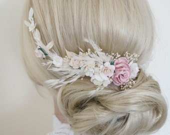 Wedding Quarter Wreath: elegant, with free hairpins. Perfect for unique brides,Bridal Quarter-Wreath Versatile Floral Hairpiece for Weddings