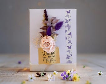 Create Your Own Magic-Memory Card with Lavender and Dried Flowers Card Dried Flower Bouquet Personalized gift Memory keepsake