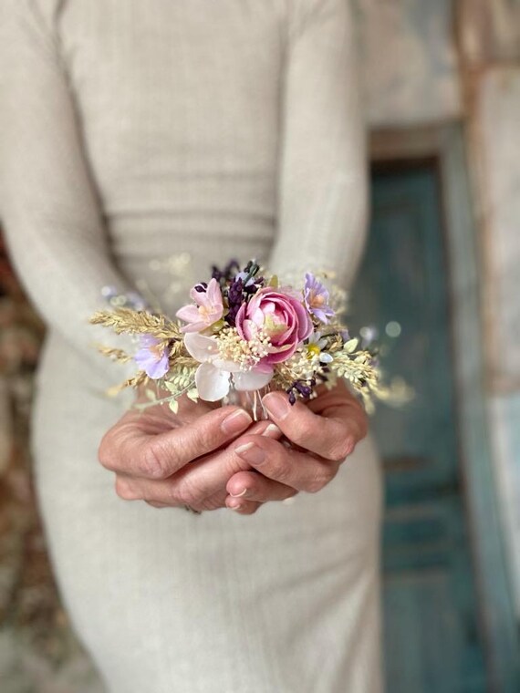 Boho Bride Floral Hair Comb Rustic Wedding Hair Accessory  display picture 1