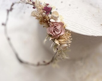 Flower wreath in pink, bridal wreath, romantic floral decoration, hair wreath, bridal flowers, wedding accessories, wedding, wedding wreath, headband
