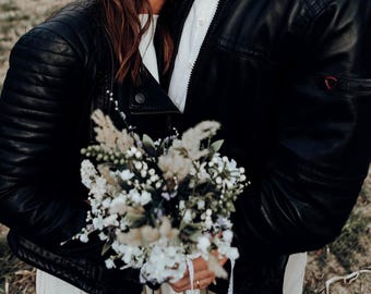 Wedding Set - Boho Style Bridal Bouquet and Wreath with Natural Materials and Premium Textile Flowers,Floral Bouquet,Wreath Set Customizable