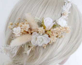 Vintage Floral Bridal Wreath for Bride Boho flower Hairpiece gift for wedding accessories bridal crown blossom Quarter-Wreath accessory
