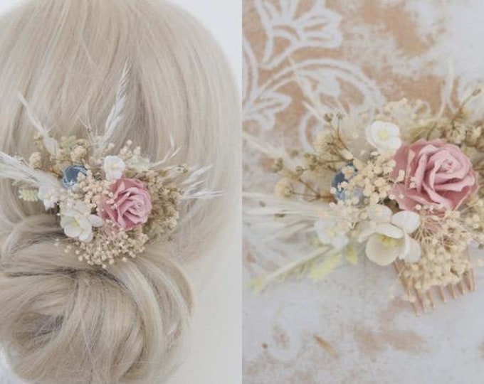 Flower comb, bridal comb, romantic flower decoration, hair comb, lavender, meadow flowers, dried flower decoration, wildflowers, boho wedding accessories