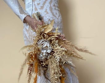 Personalized Wedding Flower Preserved Bouquet Bridal Floral Design Rustic Style Boho Decor Wedding Centerpiece Custom Gift Forever Flowers