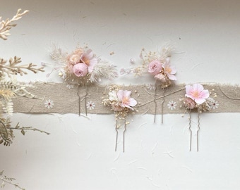 Wedding Hair Accessory Bridal Clip Pearl Accent Pink Design Flower Clip Preserved Botanical Wedding Gift Bridesmaid Set Pearl Clip Custom