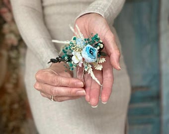 Elegant Blue Floral Hairpins Matching Bridal Hair Accessory Weddings Hair Pins Floral Bridal Accessories Summer wedding Romantic hairpins