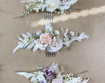 Elegant hair comb for fairytale brides,Preserved Flower Wedding Comb,Boho Bride Hair Comb,Flower Bridal Headpiece,Floral Hair Decoration