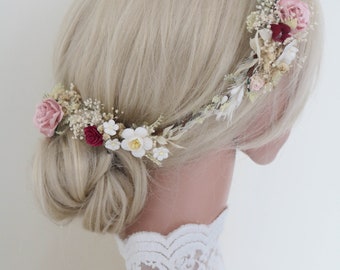 Bridal Hairpins: Pastel elegance with preserved flowers. Pair with matching wreath for a stunning bridal look.