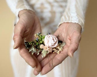 Hairpins for the wedding with roses, bridal jewelry, romantic flower decorations, dried flower decorations, boho wedding accessories, bridal accessories