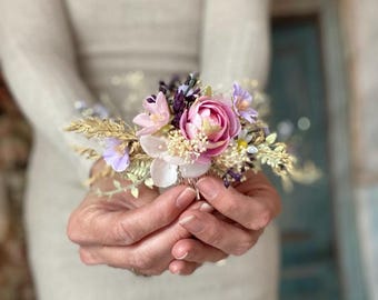 Boho Bride Floral Hair Comb Rustic Wedding Hair Accessory Floral Bridal Accessory Bridal Hair Clip Summer wedding Vintage Accessories