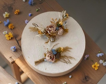 Wedding Hair Vine Floral Crown Bridal Clip Ivory Accent Floral Headpiece Boutonniere Set Bridesmaid Gift Custom Design Wedding Decor Bridal