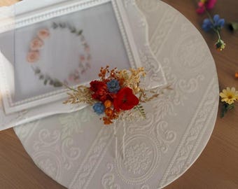 Romantic Meadow Hair Accessories with Preserved Flowers for Brides,Soft Pink Floral Pins for Brides,Delicate Pink Bridal Accessories