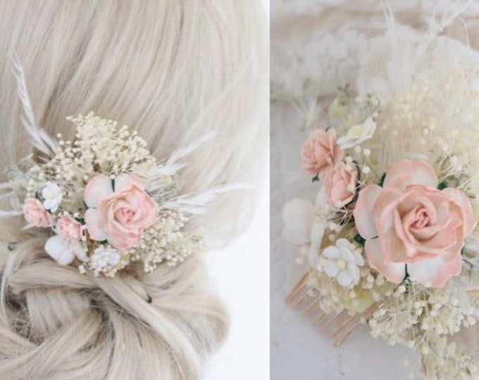 Flower comb, bridal comb, romantic flower decoration, hair comb, lavender, meadow flowers, dried flower decoration, wildflowers, boho wedding accessories