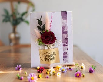 Elegant 'For Someone Very Special' Card with Dried Roses for Weddings and Birthdays" Dried Flower Bouquet Personalized gift Memory keepsake