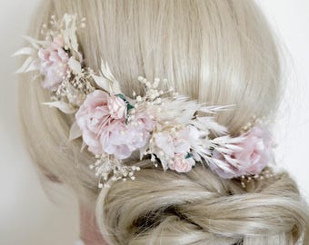 Wedding Quarter Wreath: Flexible, elegant, with free hairpins. Made with preserved flowers, perfect for brides and festive events.