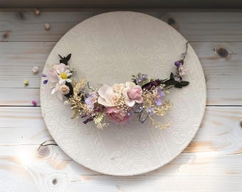 Boho Chic Wedding Hair Vine with Romantic Wildflowers Bridal Beauty Wedding Flower Decor Bridal Wreath Boho wedding Rustic hair flowers